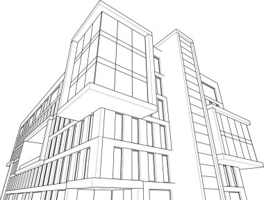 drawing lines in architectural art concept, abstract graphical technology background 