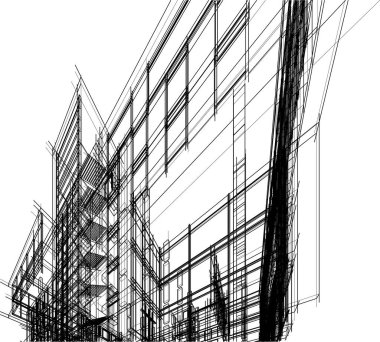 drawing lines in architectural art concept, abstract graphical technology background 