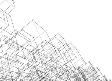drawing lines in architectural art concept, abstract graphical technology background 
