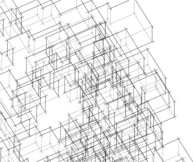 drawing lines in architectural art concept, abstract graphical technology background 