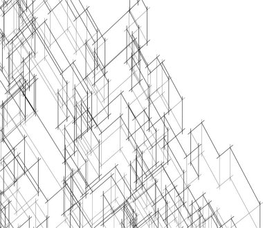 drawing lines in architectural art concept, abstract graphical technology background 