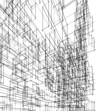 drawing lines in architectural art concept, abstract graphical technology background 