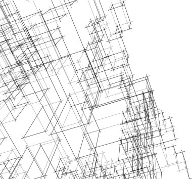 drawing lines in architectural art concept, abstract graphical technology background 