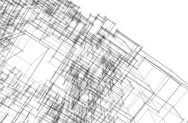 drawing lines in architectural art concept, abstract graphical technology background 
