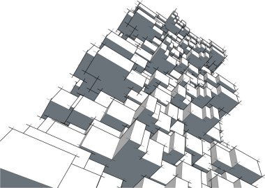 drawing lines in architectural art concept, abstract graphical technology background 