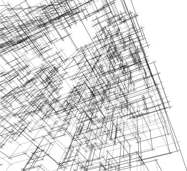 drawing lines in architectural art concept, abstract graphical technology background 