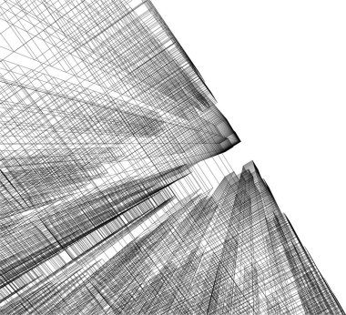 drawing lines in architectural art concept, abstract graphical technology background 