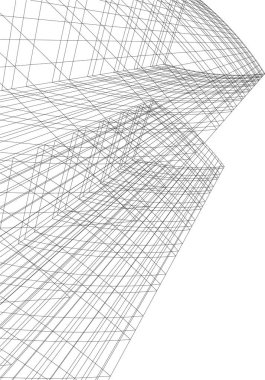 drawing lines in architectural art concept, abstract graphical technology background 