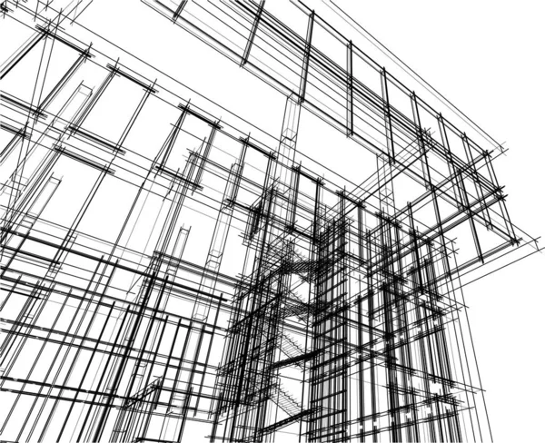 Drawing Lines Architectural Art Concept Abstract Graphical Technology Background — стоковый вектор