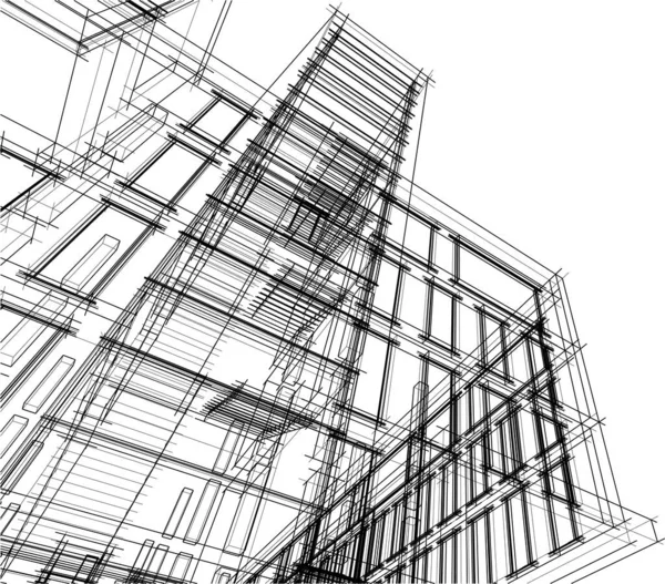 Drawing Lines Architectural Art Concept Abstract Graphical Technology Background — Wektor stockowy