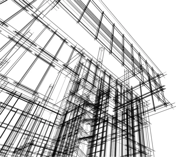 Drawing Lines Architectural Art Concept Abstract Graphical Technology Background — Stok Vektör