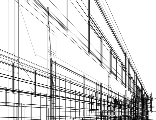 Drawing Lines Architectural Art Concept Abstract Graphical Technology Background — стоковый вектор