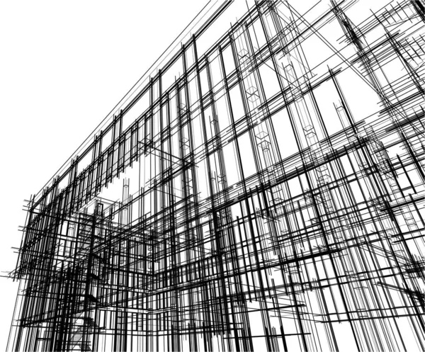 Drawing Lines Architectural Art Concept Abstract Graphical Technology Background — стоковый вектор