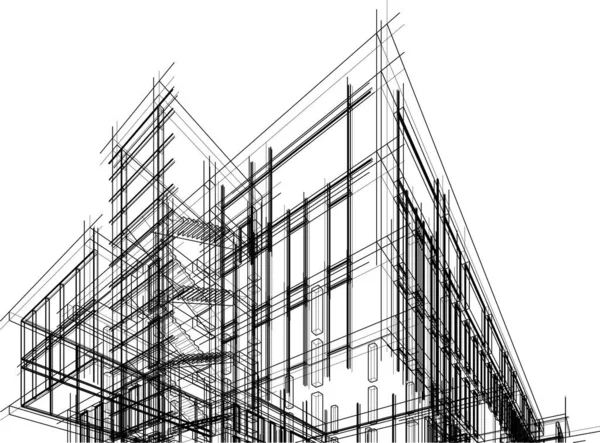 Drawing Lines Architectural Art Concept Abstract Graphical Technology Background — 스톡 벡터