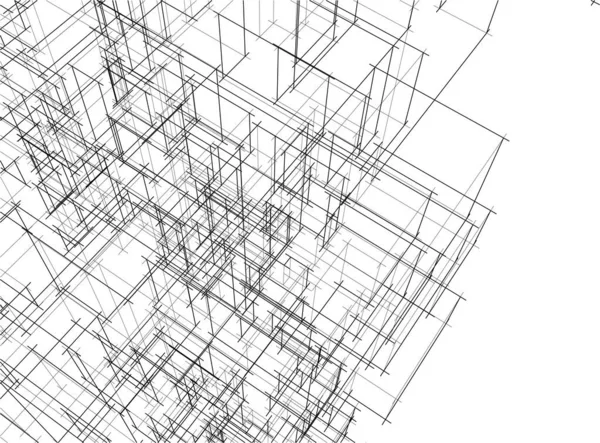 Drawing Lines Architectural Art Concept Abstract Graphical Technology Background — Wektor stockowy