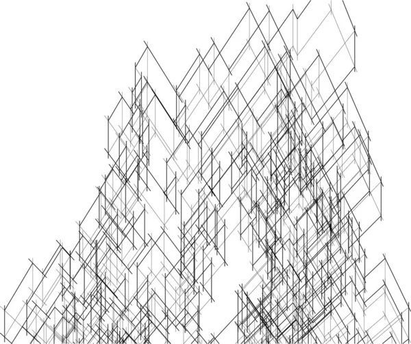 Drawing Lines Architectural Art Concept Abstract Graphical Technology Background — Stockvektor