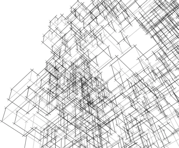 Drawing Lines Architectural Art Concept Abstract Graphical Technology Background — 스톡 벡터