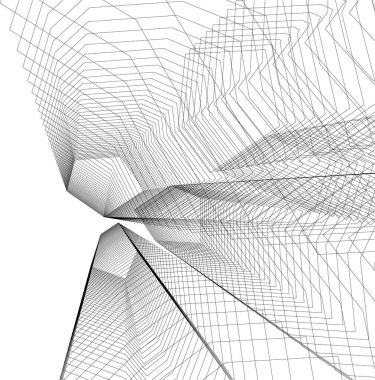 drawing lines in architectural art concept, abstract graphical technology background 