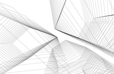 drawing lines in architectural art concept, abstract graphical technology background 