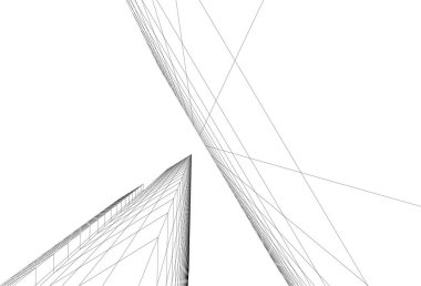 drawing lines in architectural art concept, abstract graphical technology background 