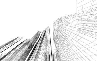 drawing lines in architectural art concept, abstract graphical technology background 
