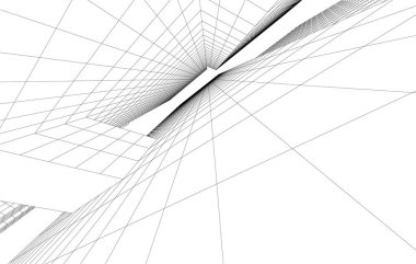 drawing lines in architectural art concept, abstract graphical technology background 