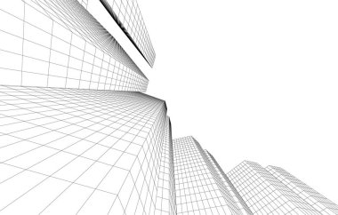 drawing lines in architectural art concept, abstract graphical technology background 