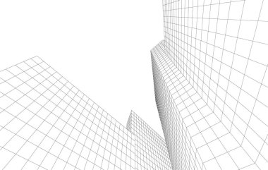 drawing lines in architectural art concept, abstract graphical technology background 