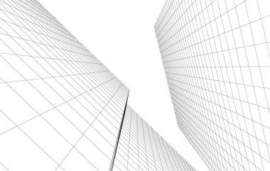drawing lines in architectural art concept, abstract graphical technology background 
