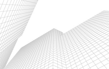 drawing lines in architectural art concept, abstract graphical technology background 