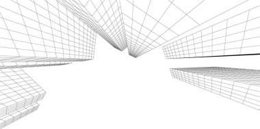 drawing lines in architectural art concept, abstract graphical technology background 