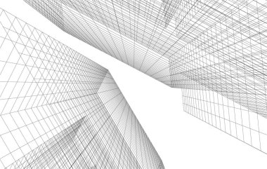 drawing lines in architectural art concept, abstract graphical technology background 
