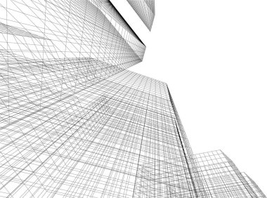 drawing lines in architectural art concept, abstract graphical technology background 