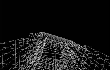 drawing lines in architectural art concept, abstract graphical technology background 