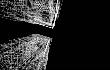 drawing lines in architectural art concept, abstract graphical technology background 