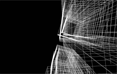 drawing lines in architectural art concept, abstract graphical technology background 