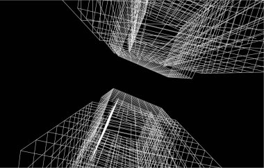 drawing lines in architectural art concept, abstract graphical technology background 