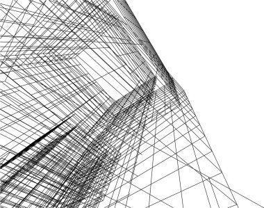 drawing lines in architectural art concept, abstract graphical technology background 