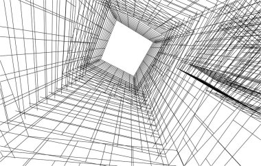 drawing lines in architectural art concept, abstract graphical technology background 