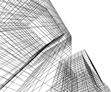 drawing lines in architectural art concept, abstract graphical technology background 
