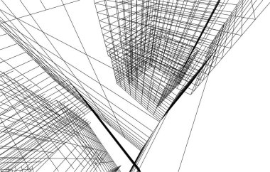 drawing lines in architectural art concept, abstract graphical technology background 
