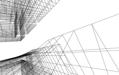drawing lines in architectural art concept, abstract graphical technology background 