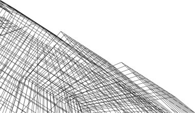 drawing lines in architectural art concept, abstract graphical technology background 