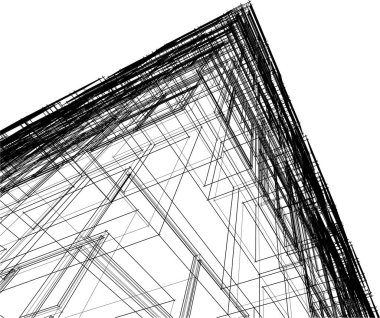 drawing lines in architectural art concept, abstract graphical technology background 