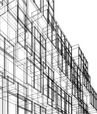 drawing lines in architectural art concept, abstract graphical technology background 