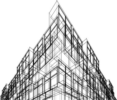 drawing lines in architectural art concept, abstract graphical technology background 