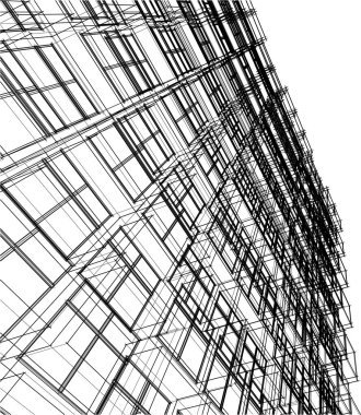 drawing lines in architectural art concept, abstract graphical technology background 