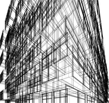 drawing lines in architectural art concept, abstract graphical technology background 