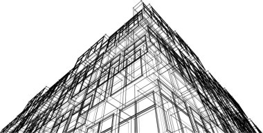 drawing lines in architectural art concept, abstract graphical technology background 