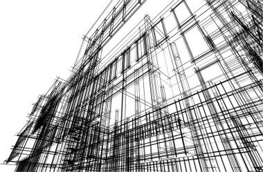 drawing lines in architectural art concept, abstract graphical technology background 